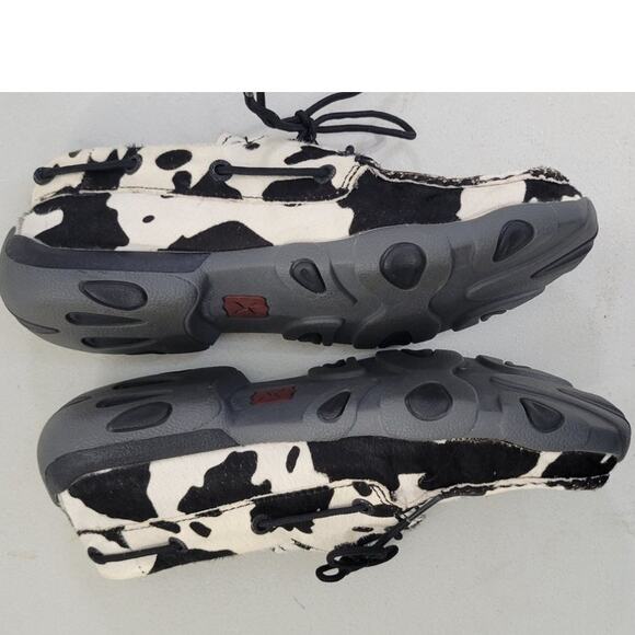 Twisted X Boat Shoes Womens 6.5 Cow Hide Black/White Fun Whimsical Sleek Modern - Picture 5 of 10